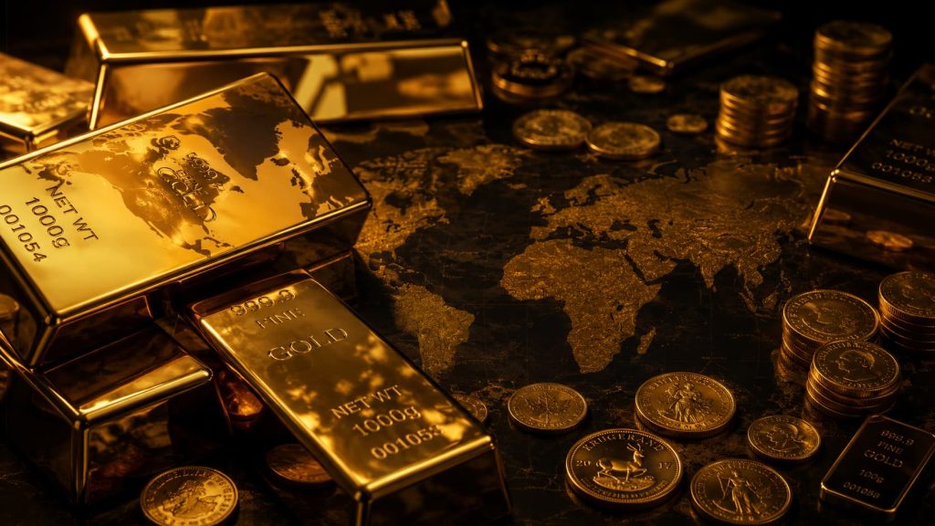 gold on a world map