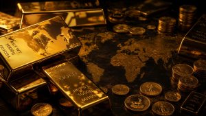 gold on a world map