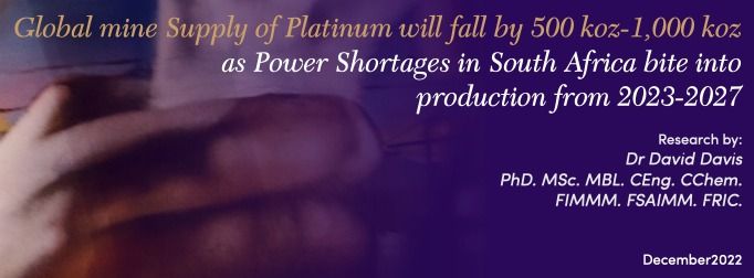 Global mine Supply of Platinum will fall by 500 koz-1,000 koz