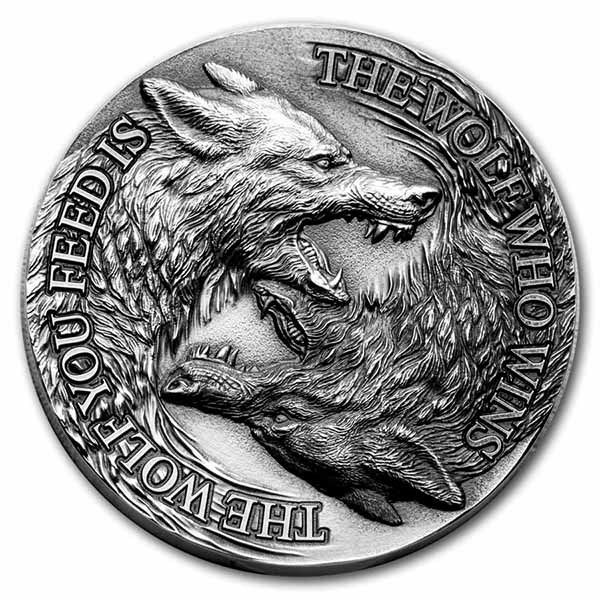 Buy 1 oz Niue Two Wolves Silver Antique Coin 2021 | Indigo