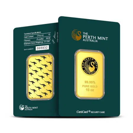 10 Oz Perth Mint Gold Minted Bar 999.9%