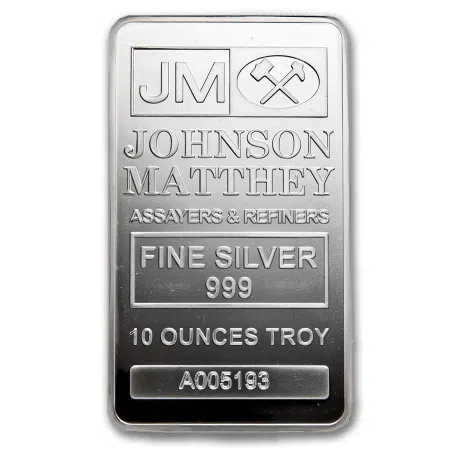 10 oz Johnson Matthey Silver Minted Bar