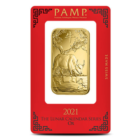 Image of 100 Gram PAMP Suisse Lunar Ox Gold Bar 2021