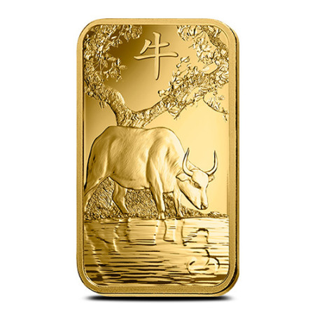 100 Gram PAMP Suisse Lunar Ox Gold Bar 2021 Image of 100 Gram PAMP Suisse Lunar Ox Gold Bar 2021