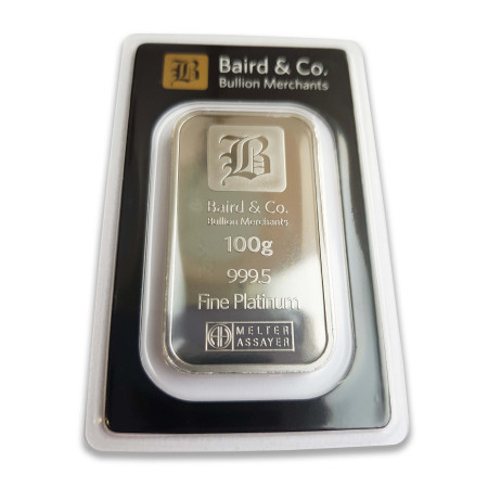 100 gram Argor - Baird Platinum Bar Image of 100 gram Argor - Baird Platinum Bar