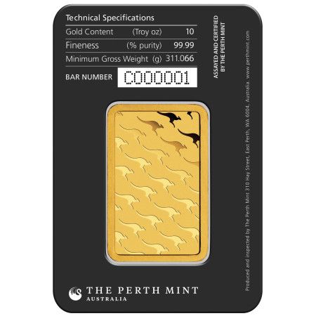 Image of 10 Oz Perth Mint Gold Minted Bar 999.9%