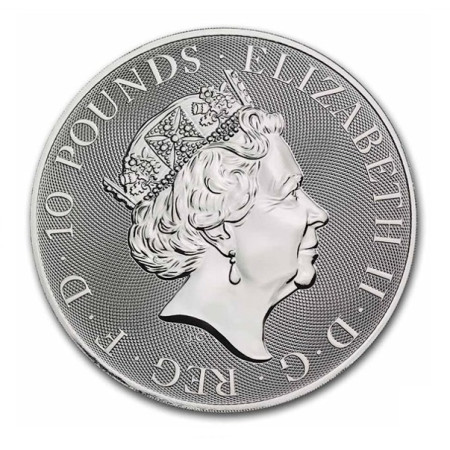 10 oz Queen's Beast White Greyhound of Richmond .9999% Fine Silver Coin BU 2022 Image of 10 oz Queen's Beast White Greyhound of Richmond .9999% Fine Silver Coin BU 2022