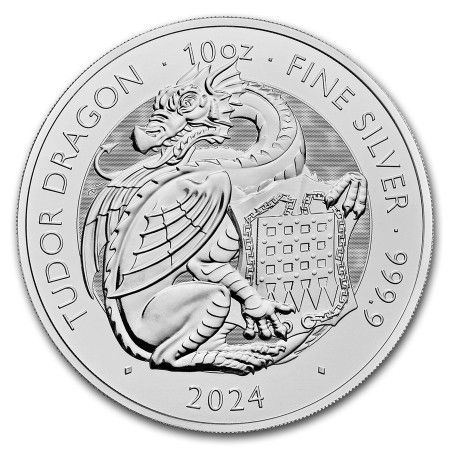 Image of 10 Oz Tudor Beasts - Dragon Silver BU Coin 2024