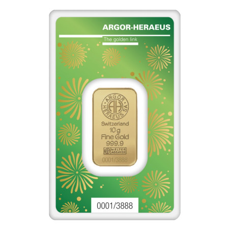 10 gram Argor-Heraeus Gold Lunar Tiger Minted Bar (w/ Assay) | IPM Bullion Image of 10 gram Argor-Heraeus Gold Lunar Tiger Minted Bar (w/ Assay) | IPM Bullion