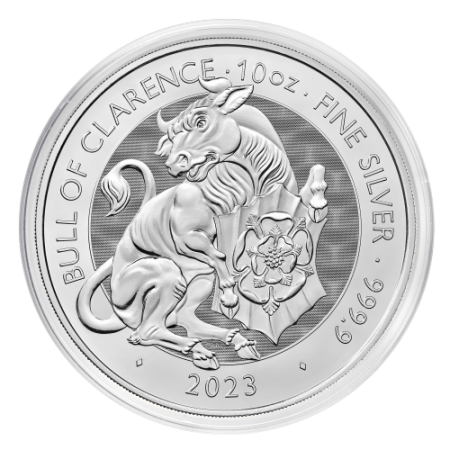 10 Oz Tudor Beasts - The Bull of Clarence Silver BU Coin 2023 Image of 10 Oz Tudor Beasts - The Bull of Clarence Silver BU Coin 2023