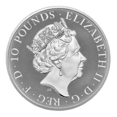 10 Oz Tudor Beasts - The Yale of Beaufort Silver BU Coin 2023 Image of 10 Oz Tudor Beasts - The Yale of Beaufort Silver BU Coin 2023