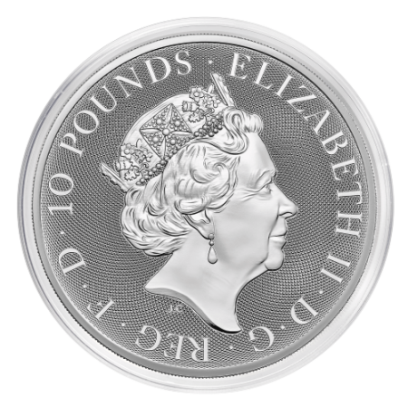 10 Oz Tudor Beasts - The Yale of Beaufort Silver BU Coin 2023 Image of 10 Oz Tudor Beasts - The Yale of Beaufort Silver BU Coin 2023