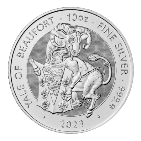10 Oz Tudor Beasts - The Yale of Beaufort Silver BU Coin 2023