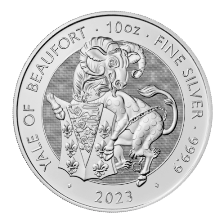 10 Oz Tudor Beasts - The Yale of Beaufort Silver BU Coin 2023