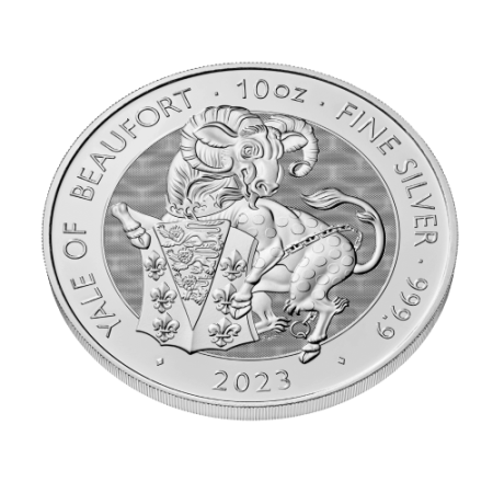10 Oz Tudor Beasts - The Yale of Beaufort Silver BU Coin 2023 Image of 10 Oz Tudor Beasts - The Yale of Beaufort Silver BU Coin 2023