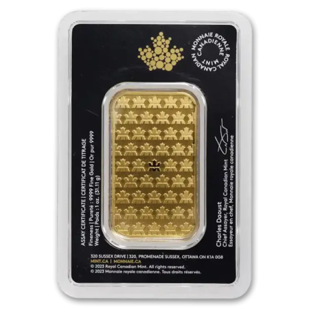 1 oz Gold RCM Minted bar 999.9% Purity (Assay Card) Image of 1 oz Gold RCM Minted bar 999.9% Purity (Assay Card)