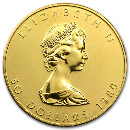 1 Toz Canadian Gold Maple Year 1980 Image of 1 Toz Canadian Gold Maple Year 1980