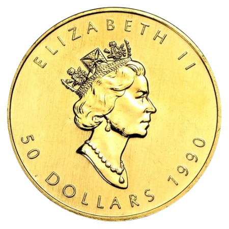 1 Toz Canadian Gold Maple Year 1990 Image of 1 Toz Canadian Gold Maple Year 1990