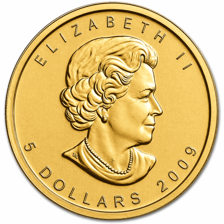 Image of 1/10 Toz Canadian Maple Gold Coin 2009