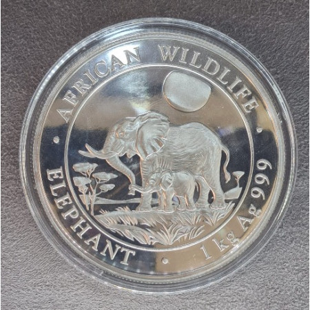 2011 Somalia 1 Kilo Silver Elephant coin BU Image of 2011 Somalia 1 Kilo Silver Elephant coin BU