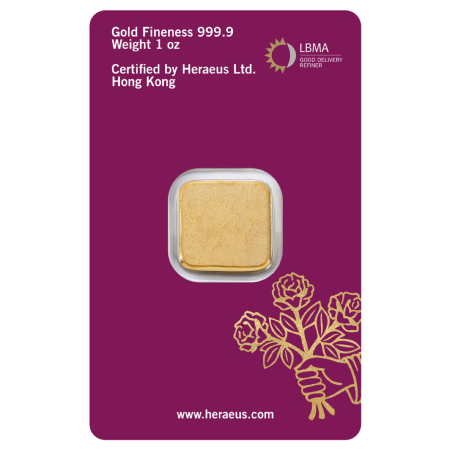 Image of 1 oz Heraeus Gold Cast Bar (New Design)