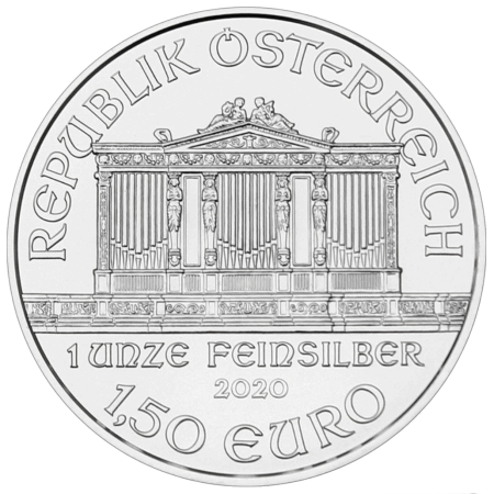 1 Oz Austrian Philharmonic .999% Fine Silver Coin 2020 Image of 1 Oz Austrian Philharmonic .999% Fine Silver Coin 2020