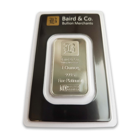 Platinum 1 Oz Baird & Co & Argor-Heraeus Minted bar Image of Platinum 1 Oz Baird & Co & Argor-Heraeus Minted bar