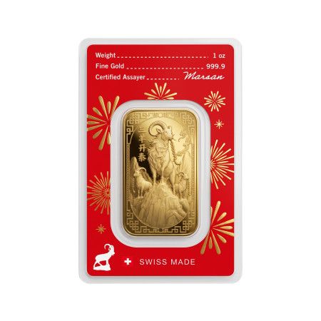 1 Oz Argor-Heraeus Year of the Goat Gold Minted Bar 2027