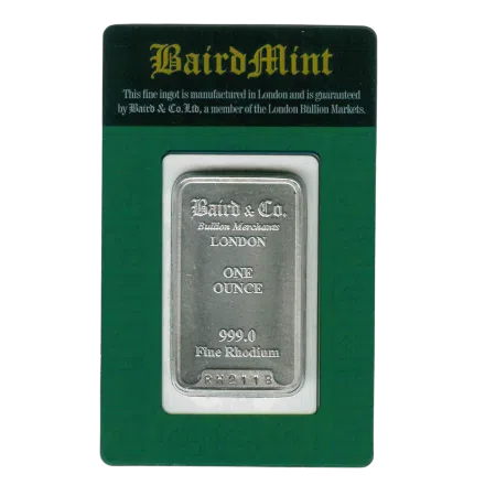 1 oz Baird & Co Rhodium Minted Bar 999.0