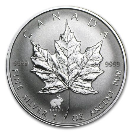 1 Oz Canadian Maple Leaf Privy Rabbit Silver Coin 1999