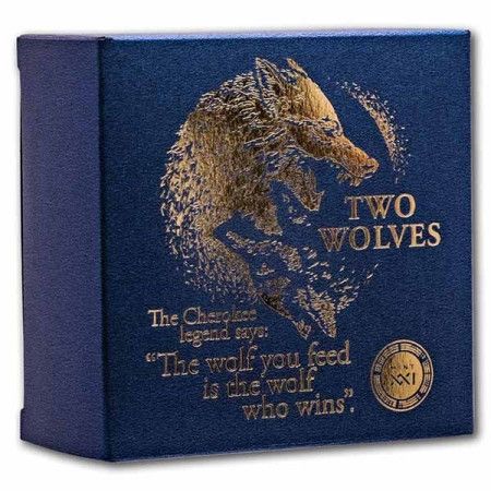 Image of 1 Oz Niue Two Wolves Silver Antique Coin 2021 .999