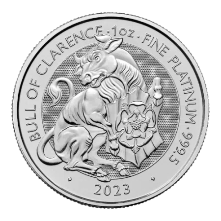 1 Oz Tudor Beasts - The Bull of Clarence Platinum BU Coin 2023
