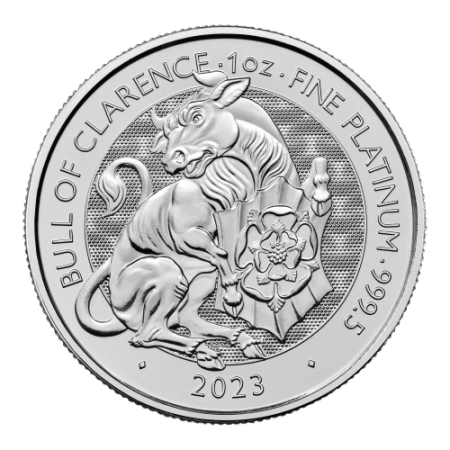 Image of 1 Oz Tudor Beasts - The Bull of Clarence Platinum BU Coin 2023