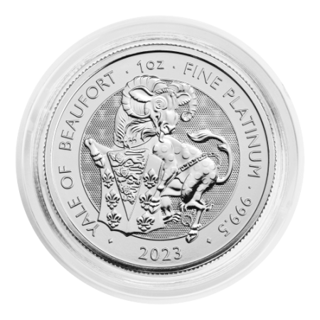 1 Oz Tudor Beasts - The Yale of Beaufort Platinum BU Coin 2023 Image of 1 Oz Tudor Beasts - The Yale of Beaufort Platinum BU Coin 2023