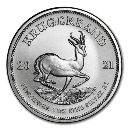 Image of 1 Oz South African Krugerrand .999% Fine Silver Coin BU 2021