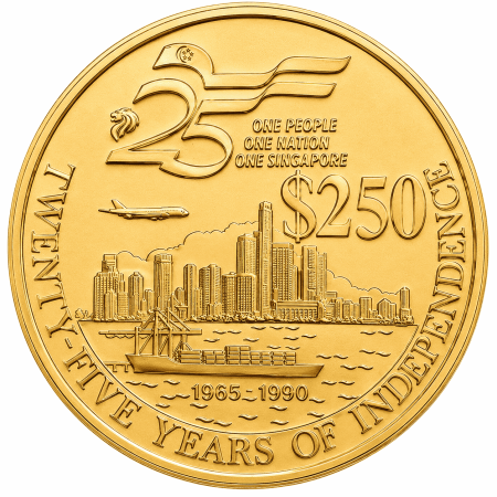 Image of 1 Oz Singapore 25th Anniversary Proof Gold Coin 1990