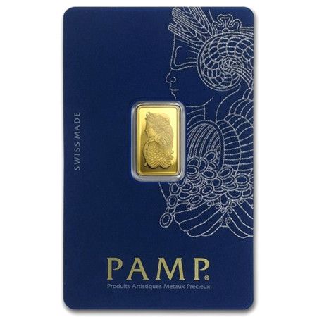 2.5 gram PAMP Lady Fortuna Gold Minted Bar 