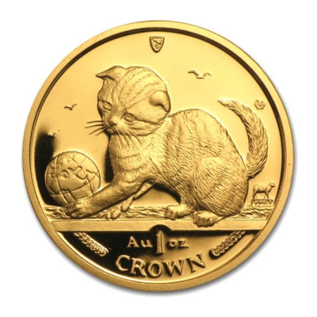 Image of Year 2000 Isle of Man 1 Oz Gold Scottish Fold Cat BU