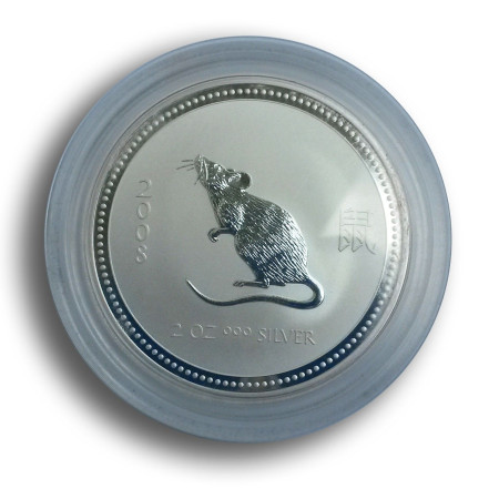 2008 Australia 2 oz Silver Year of the Mouse BU (Series I) Image of 2008 Australia 2 oz Silver Year of the Mouse BU (Series I)