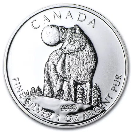 1 Oz Canadian Timber Wolf .9999% Fine Silver Coin 2011