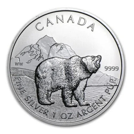 Image of 1 oz RCM Wildlife Series - Grizzly Bear .9999% Fine Silver Coin 2011