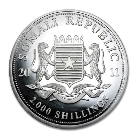 2011 Somalia 1 Kilo Silver Elephant coin BU Image of 2011 Somalia 1 Kilo Silver Elephant coin BU