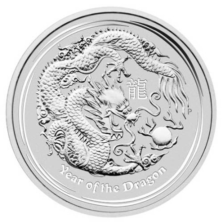 Image of 2 Oz Australian Lunar Year of the Dragon Silver Coin 2012