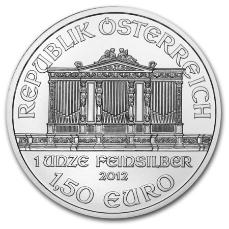 1 Oz Austrian Philharmonic .999% Fine Silver Coin 2012 Image of 1 Oz Austrian Philharmonic .999% Fine Silver Coin 2012