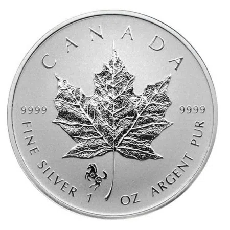 Image of 1 Oz Canadian Maple Leaf Lunar Horse Privy .9999% Fine Silver Coin BU 2014