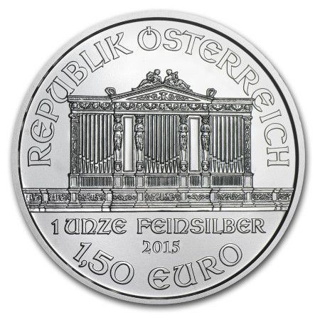 1 Oz Austrian Philharmonic .999% Fine Silver Coin 2015 Image of 1 Oz Austrian Philharmonic .999% Fine Silver Coin 2015