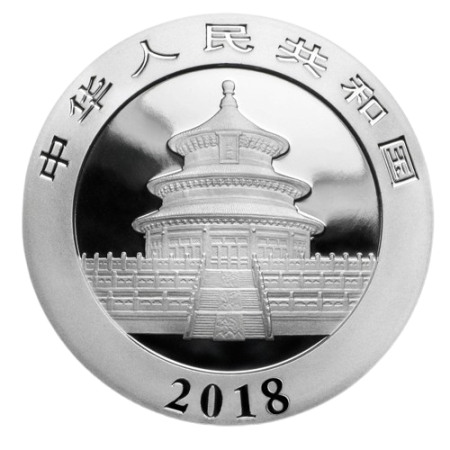 30 gram China Panda .999% Fine Silver Coin 2018 (In Capsule) Image of 30 gram China Panda .999% Fine Silver Coin 2018 (In Capsule)
