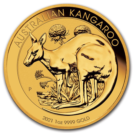 1 Oz Australian Kangaroo 99.99% Gold Coin 2021 Image of 1 Oz Australian Kangaroo 99.99% Gold Coin 2021