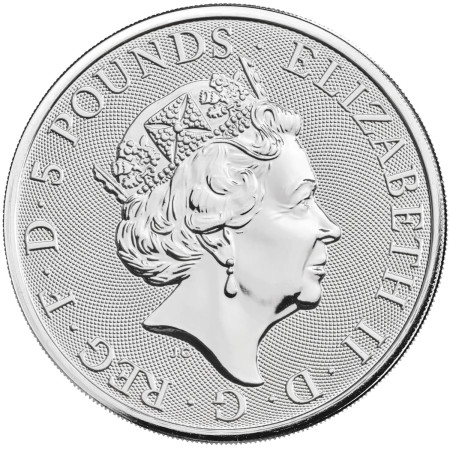 2oz Silver Queen's Beasts - White Greyhound Year 2021 Image of 2oz Silver Queen's Beasts - White Greyhound Year 2021