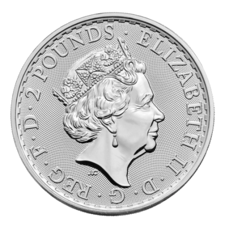 (Sold in tubes of 25) 1 Oz UK Britannia Silver QE II Coin 2022 Image of (Sold in tubes of 25) 1 Oz UK Britannia Silver QE II Coin 2022